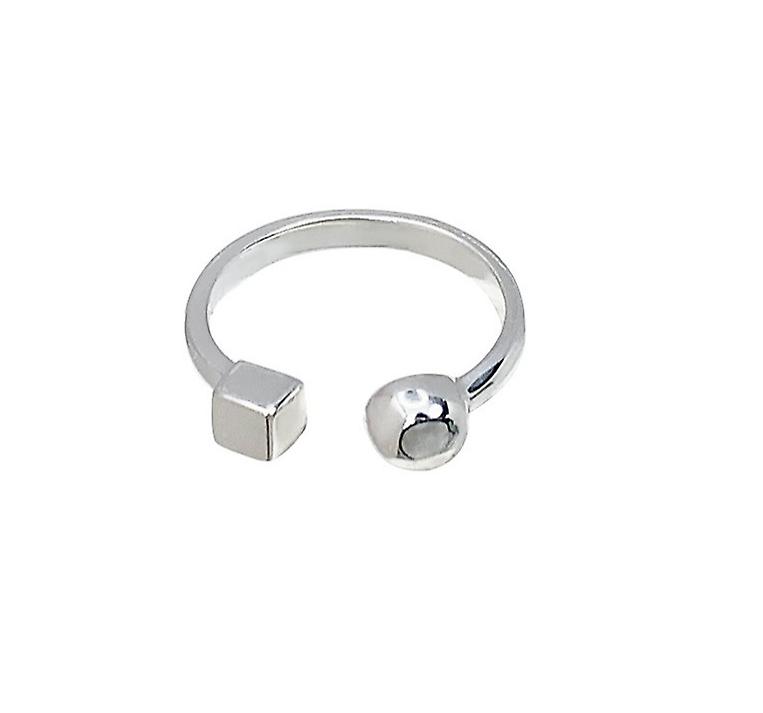 (sølv)geometrisk firkantet indeksring