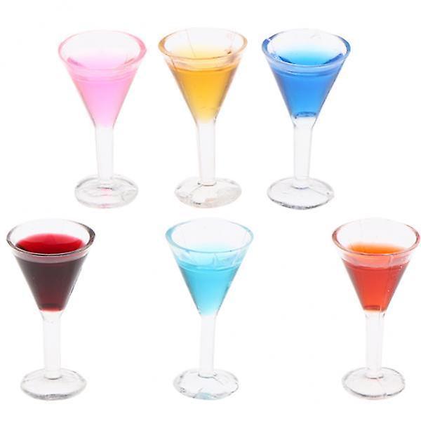 2x6 Pieces Sharp Cocktail Glasses Dollhouse Plastic Kitchen Table Decoration