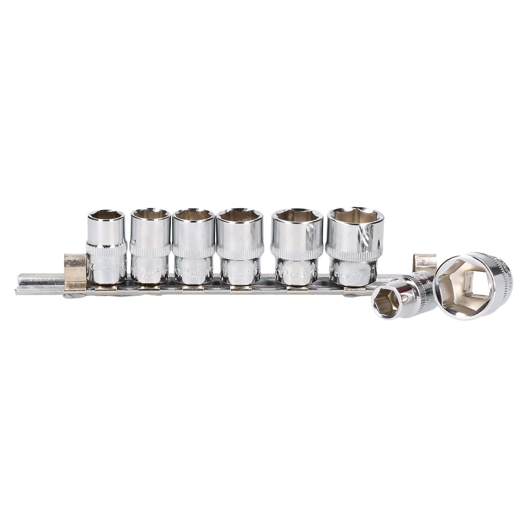 8pc 3/8" Drive Shallow Metric 6 Sided Single Hex Sockets 10mm - 19mm On Rail