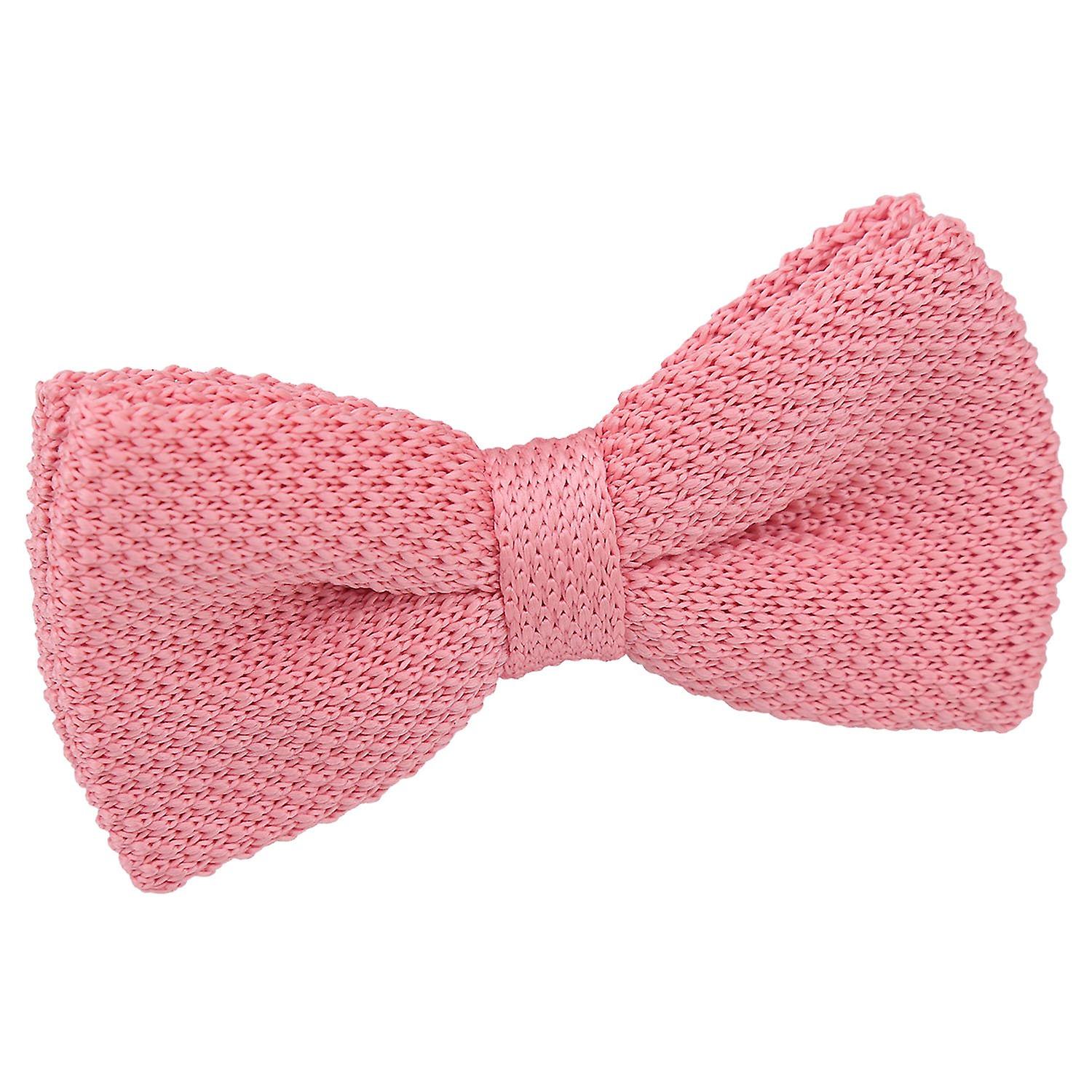 Flamingo Pink Knit Knitted Pre-Tied Bow Tie