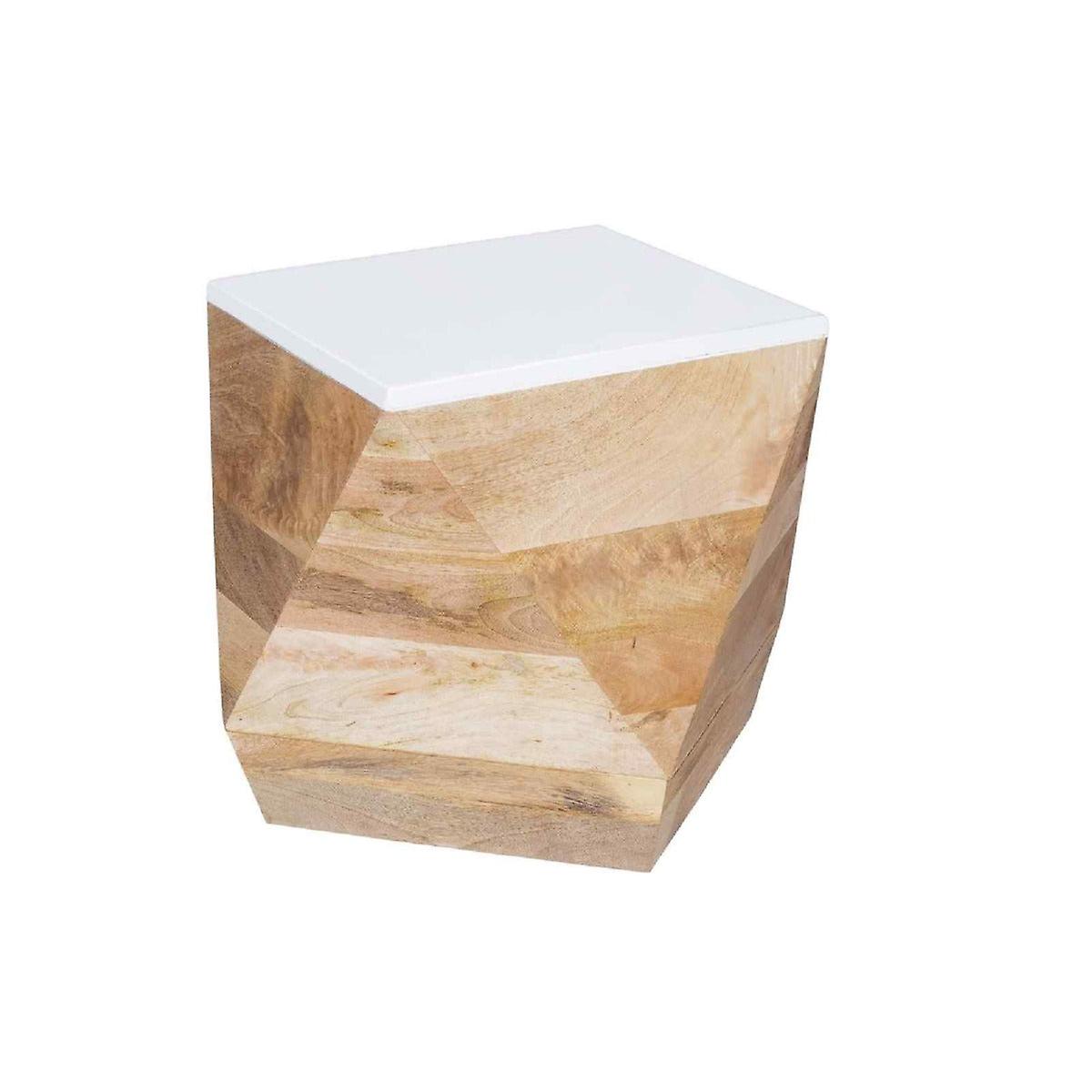 Brogyn Solid Mango Wood White Side Table