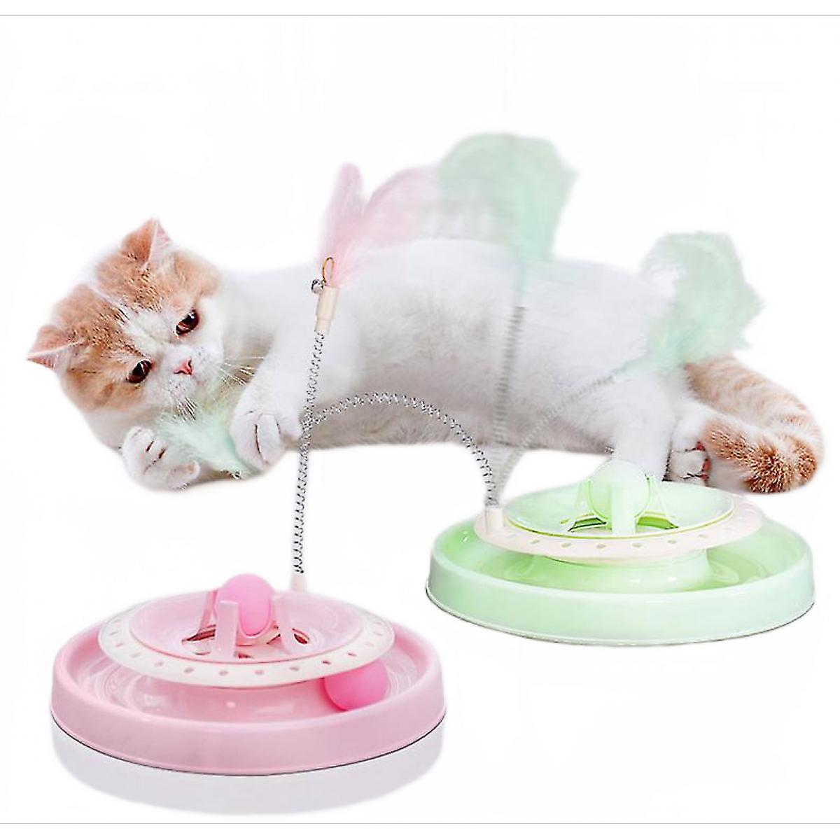 (pink) 2 colors funny cat toys with feathers