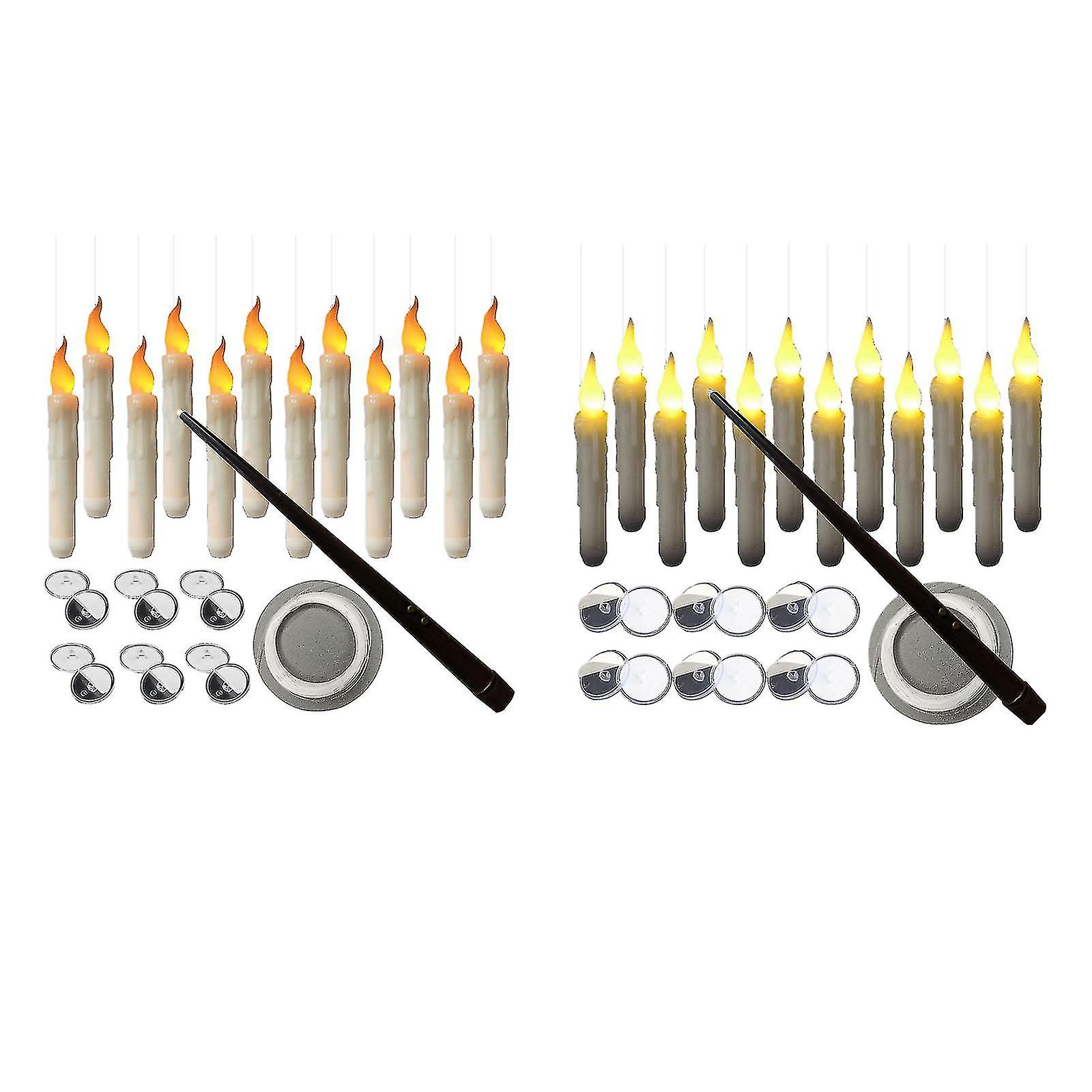 Comforder Schwebende Kerzen 12 Stück - LED Floating Candles Mit Zauberstab & Timer, Magische Hängekerzen Für Halloween