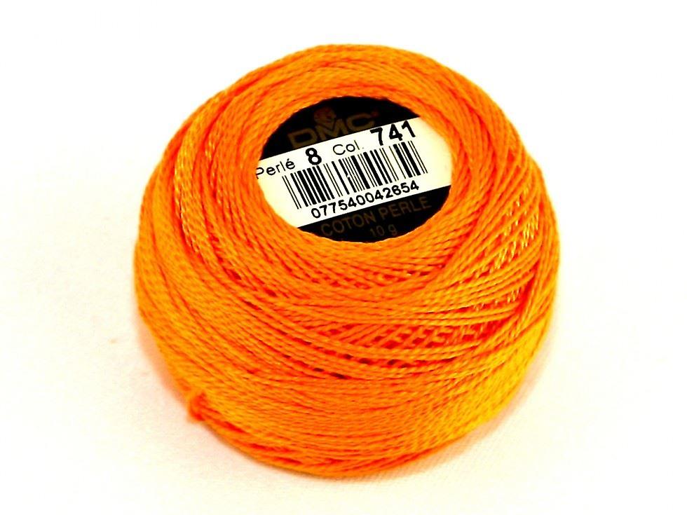 DMC 8 号棉 Perle 线 80m 741 - 每 10 克球