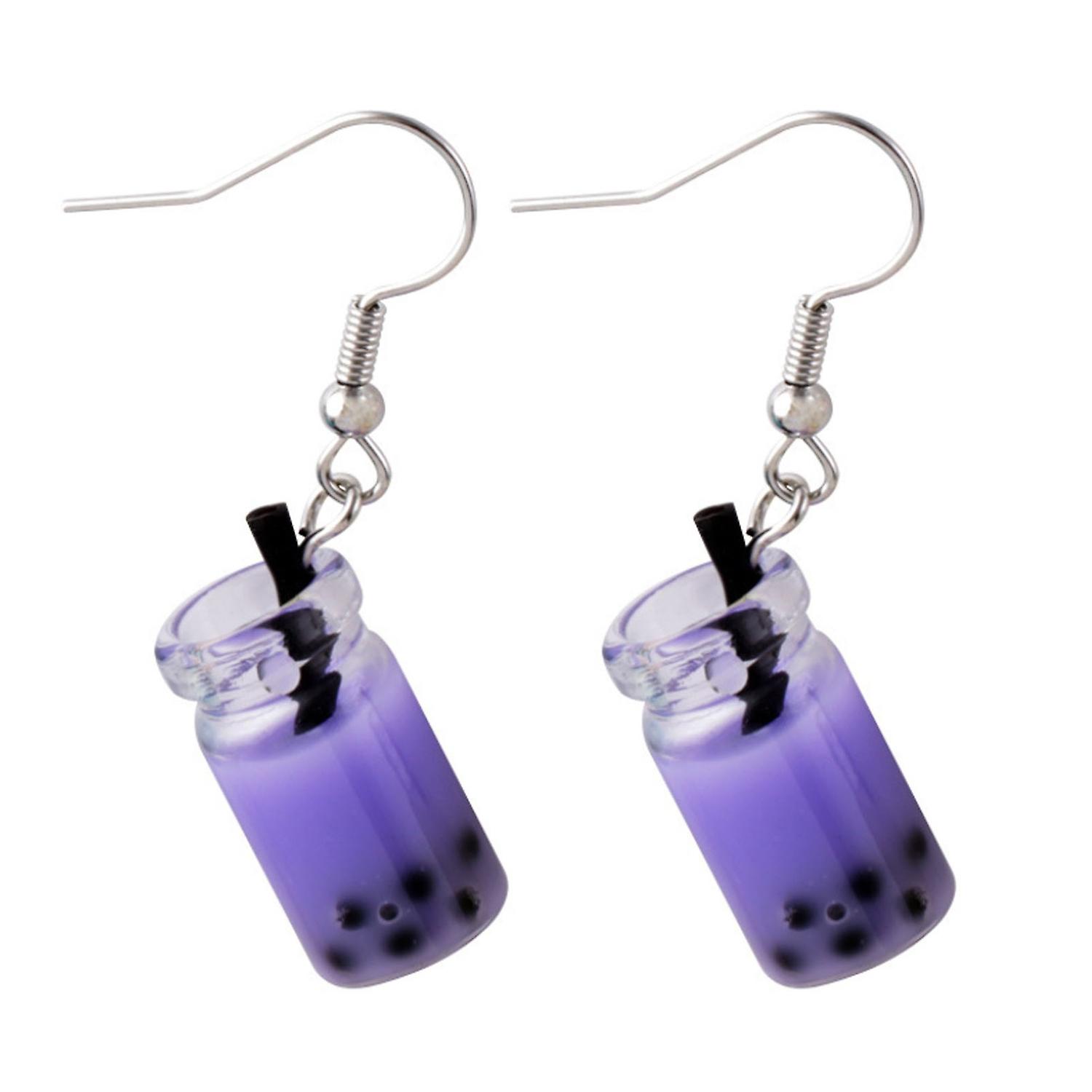 1 paire de boucles d’oreilles crochet drôle mignon Style Simple hypoallergénique cadeau verre thé laiteux pendentif femmes Dangl