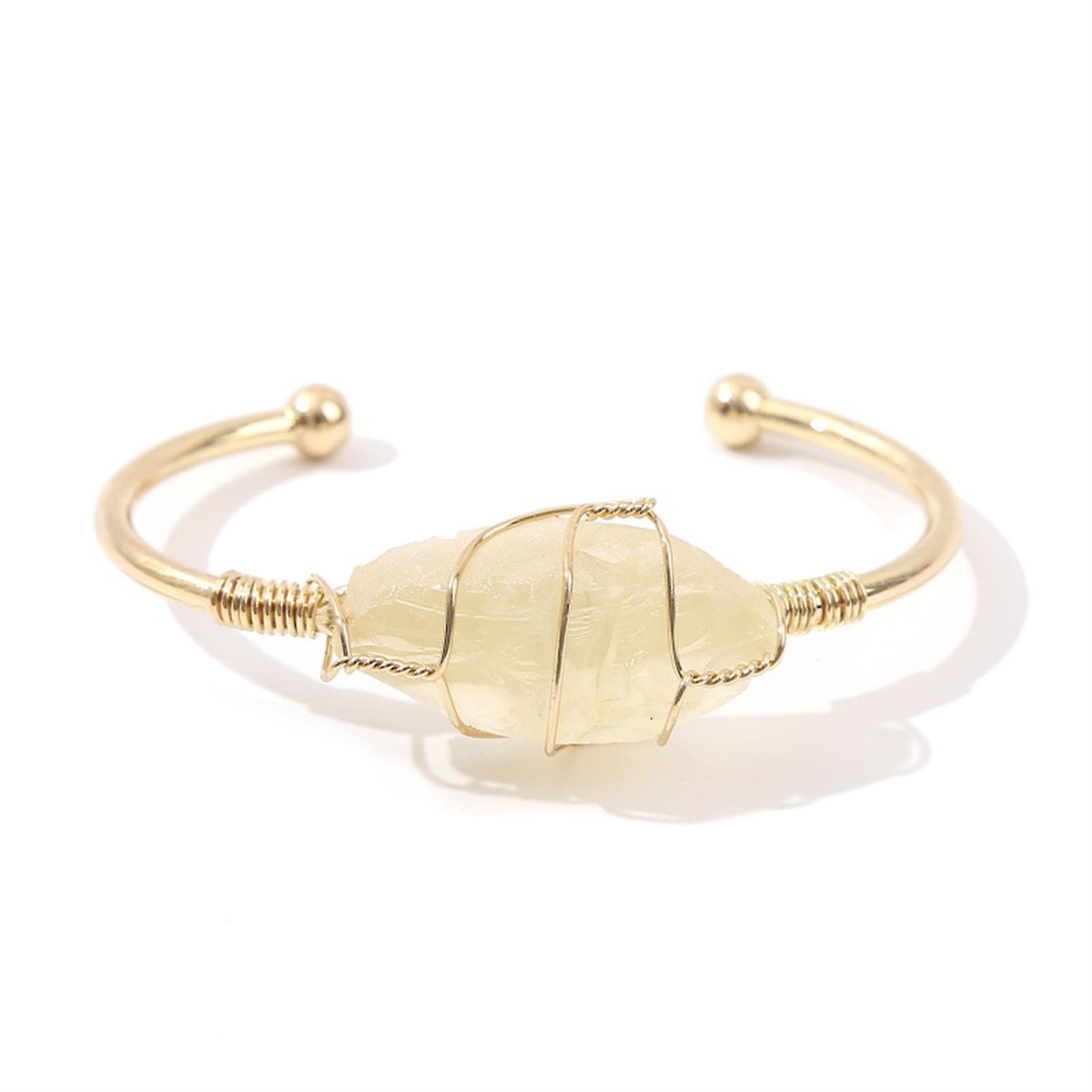 Charming Bangle Durable Copper Open End Faux Crystal Bracelet for Daily Wear