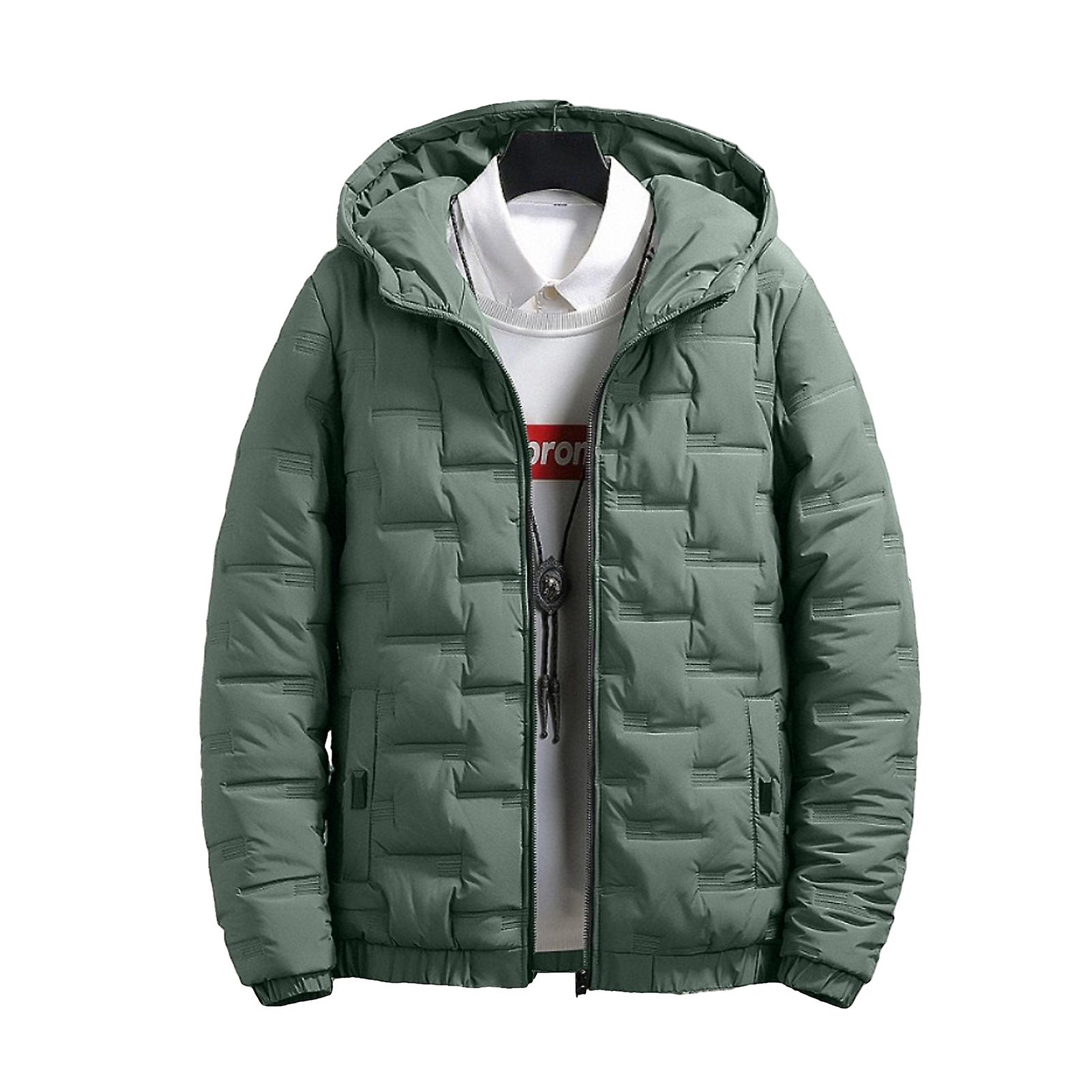 Męska kurtka puchowa Gruby ciepły zamek błyskawiczny Płaszcz z kapturem Casual Wygodna kurtka w jednolitym kolorze na zimę