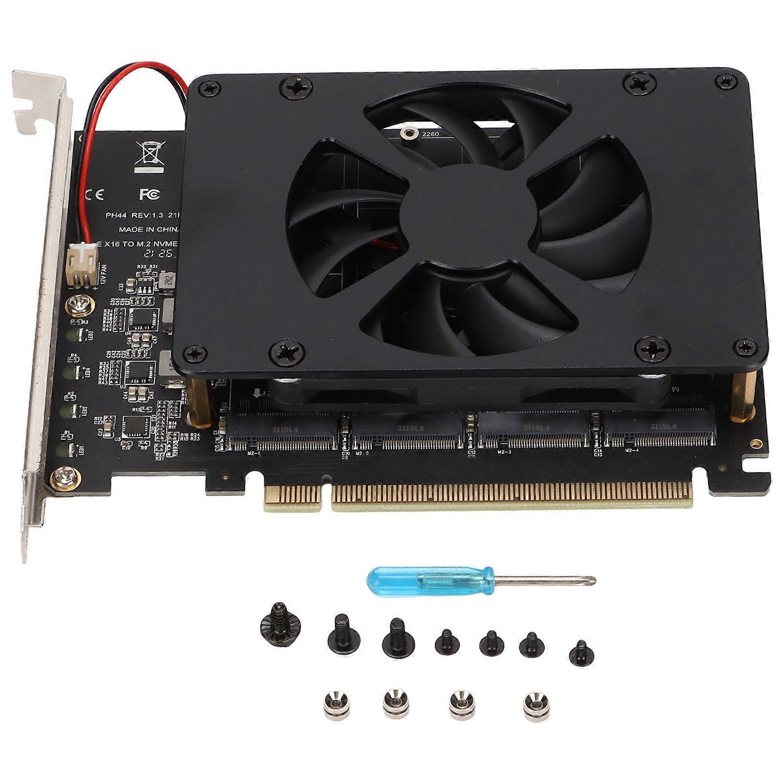 Scheda adattatore NVME M.2 a PCIE X16 4 porte 32Gbps Scheda di espansione Accessori per computer con ventola di raffreddamento