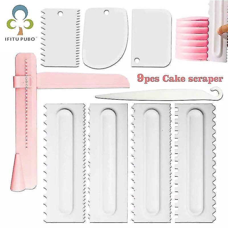Baking Cookie Sheets 9pcs/set Cream Scraper Irregular Teeth Edge Diy Scraper Cake Decorating Fondant Pastry Cutters