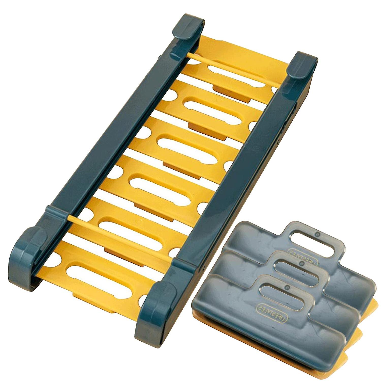 1 Set Fridge Drawer Organizer Retractable Space Saving PP Plastic Refrigerator Rail Rack Hanger for