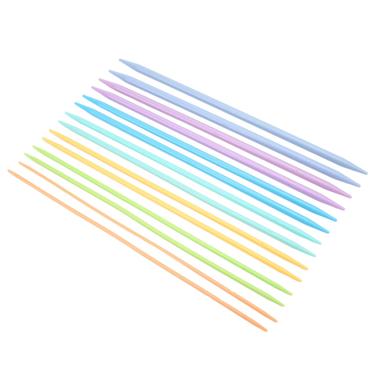 Set of 14 comfortable and ergonomic double-pointed plastic needles in various colors