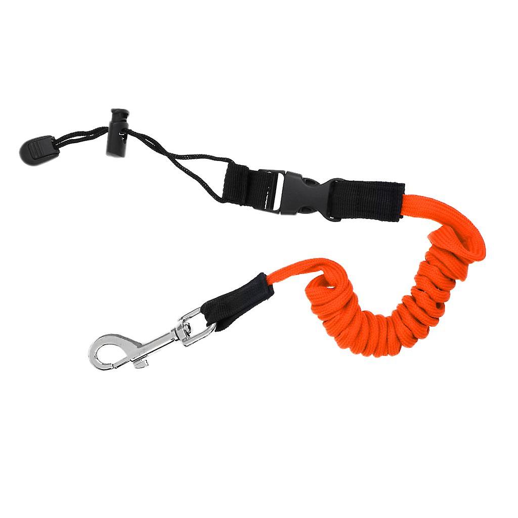 Safety Kayak Paddle Leash Fishing Rod Pole Coiled Lanyard Cord Orange