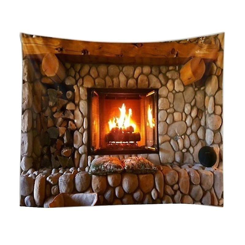 Stone Fireplace Pattern Wall Art Hanging Tapestry Room Bedspread Blanket Decor
