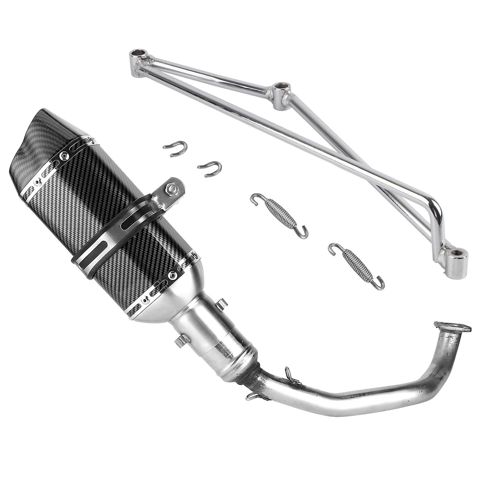 Complete Exhaust System with Carbon Fiber Header and Muffler for GY6 125