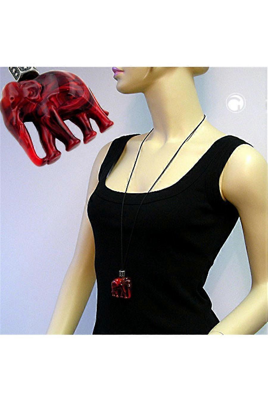 Necklace Elephant Red-marbled - Gl04001