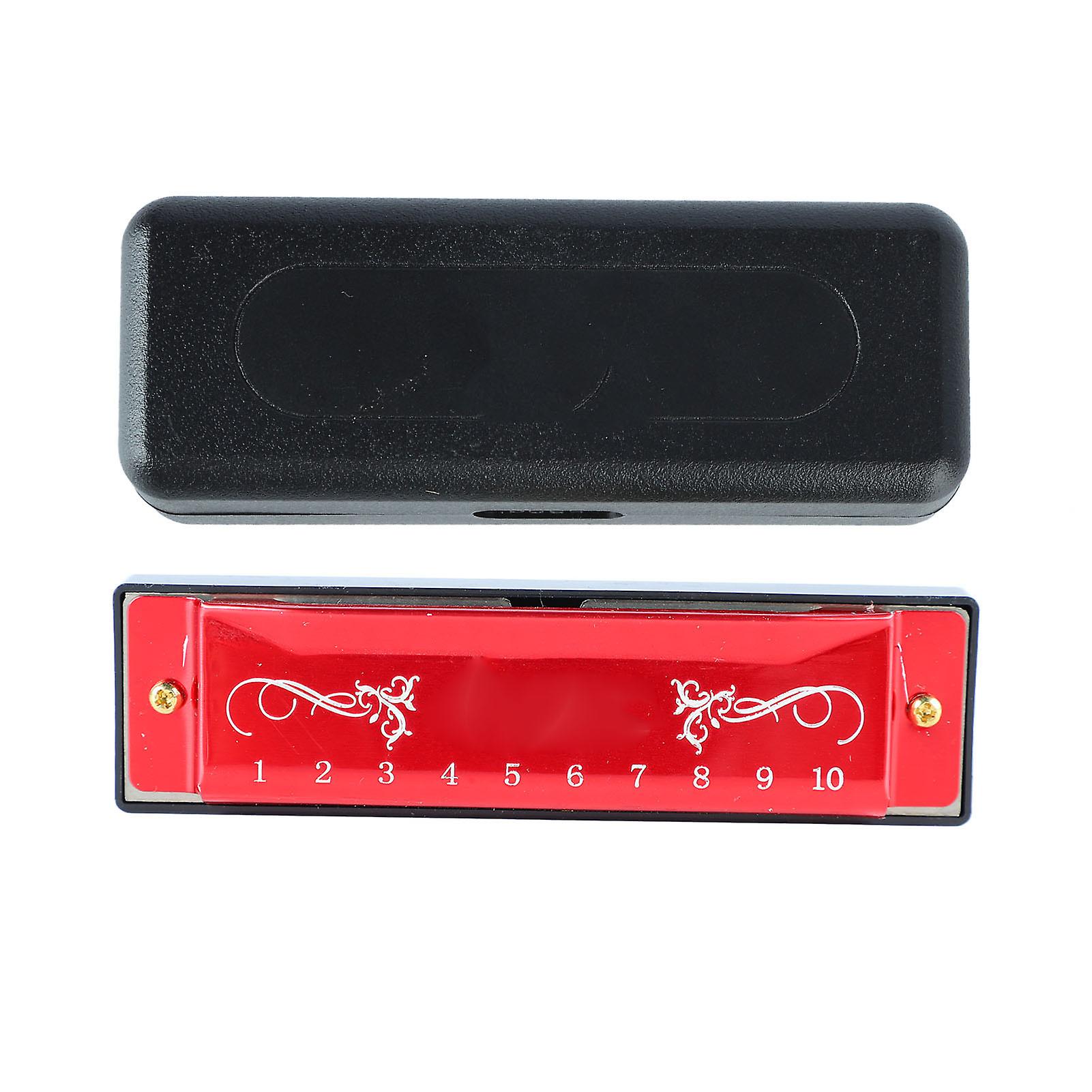 2024 Harmonica 10 Hole 20 Tune C Key Professional Standard Mouth Organ with Case for Kid Beginner Red