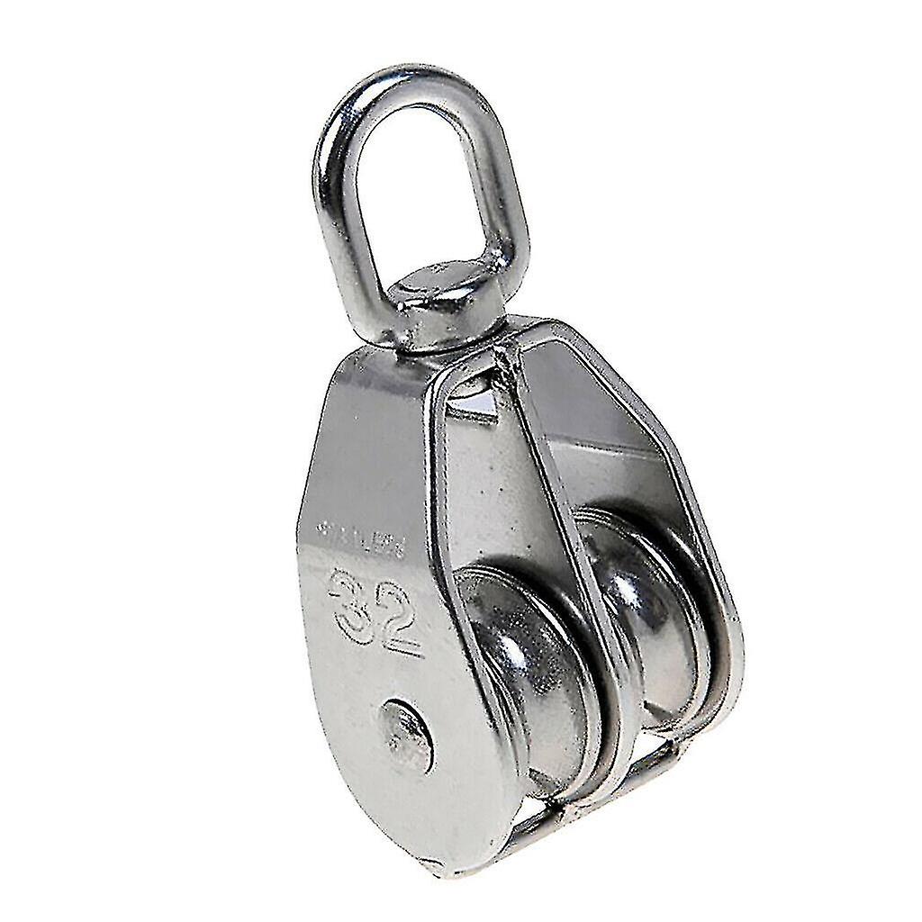 Polea de acero inoxidable, capacidad de carga de polea doble 1pcs-plata
