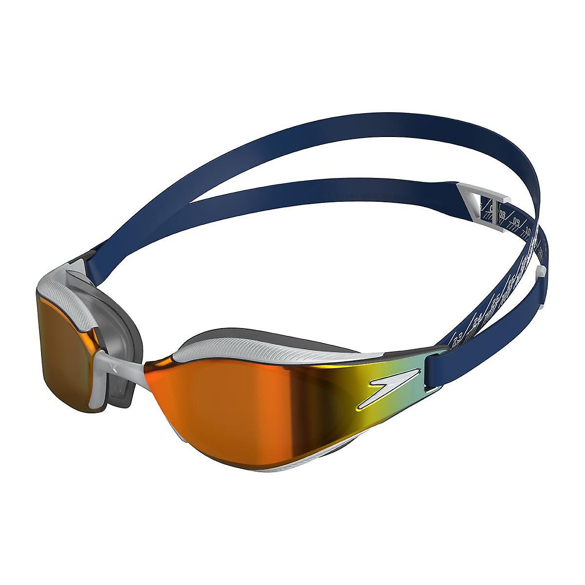 Speedo Junior Fastskin Hyper Elite Mirrored Goggles - Ammonite Blue/ Silver/ Fire Gold - Unisex