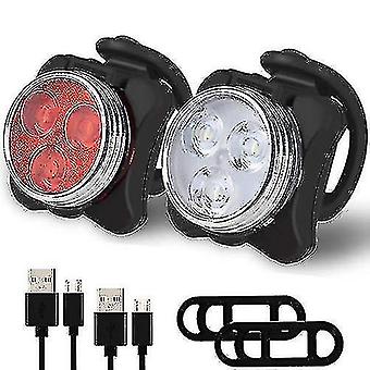 Juego de luces de bicicleta, luces de bicicleta recargables USB súper brillantes, Ipx4 impermeable Mountain Road Bike Lig