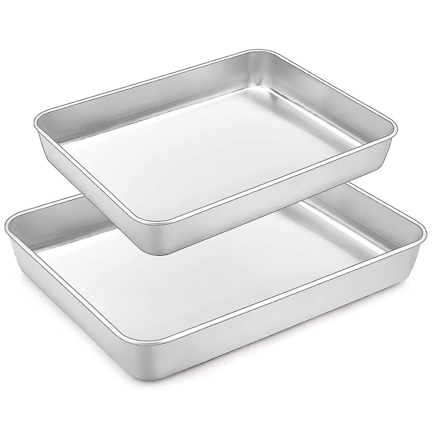 Lasagna Pan Set Of 2, Rectangular Cake Pan Deep Baking Sheet
