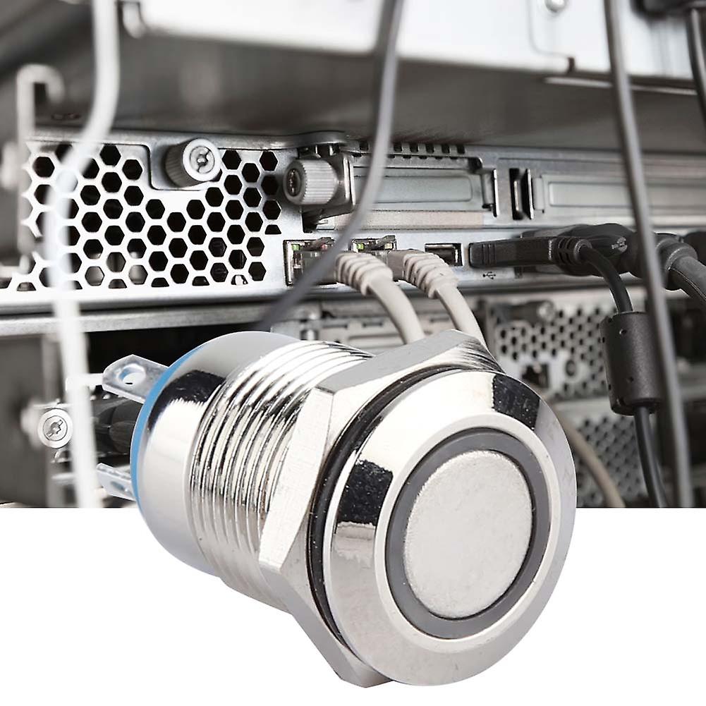 50pcs 12mm Metal Momentary Push Button Switch Auto Reset Flat Head 24V LED Light 4-Pin (Red)