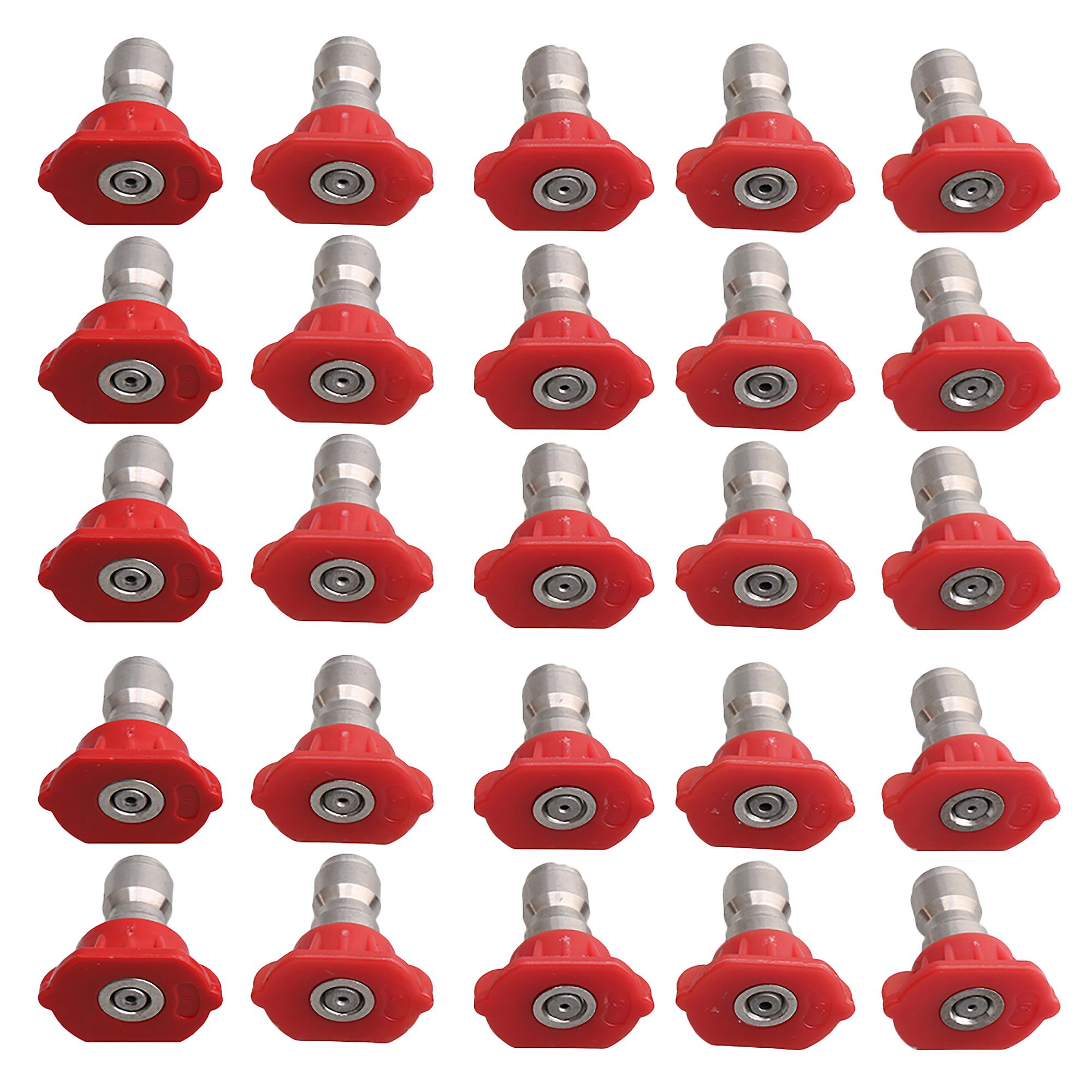 25 Pieces 0 Degree 1/4 Inch Quick Connect Pressure Spray Nozzle Tips Red