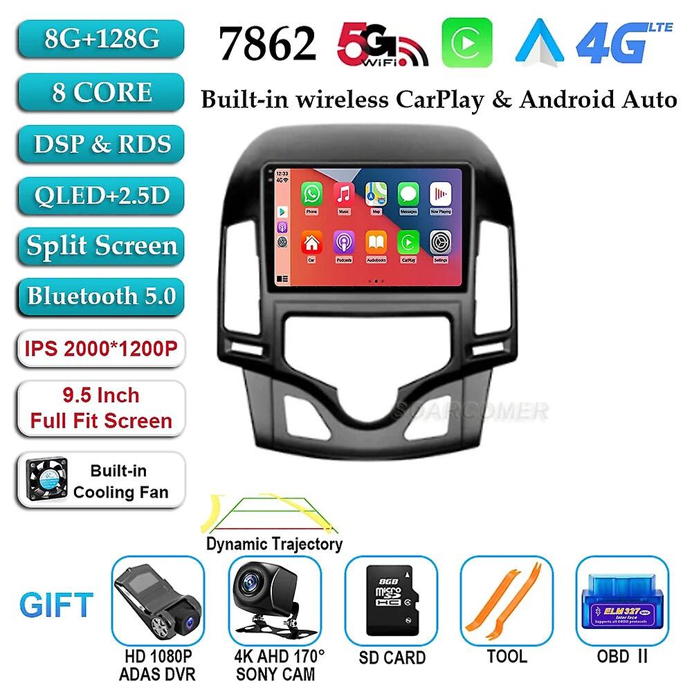 For Hyundai I30 2006-2011 Android 13 Car Radio Multimedia Video Player 4g Wifi Wireless Carplay Gps Navigation Stereo Screen
