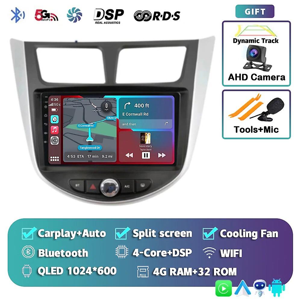 Android 13 Carplay 2din Car Radio For Hyundai Solaris Accent Verna 2010 -2014 2015 2016 Multimedia Player Gps Stereo Wifi+4g Dsp
