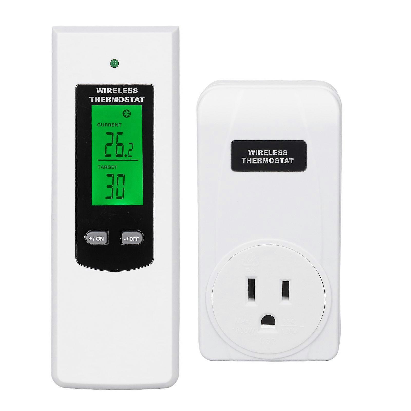 Wireless Thermostat Outlet Temperature Auto Detection Lcd Backlit Temperature Controller Outlet Us Plug 120v