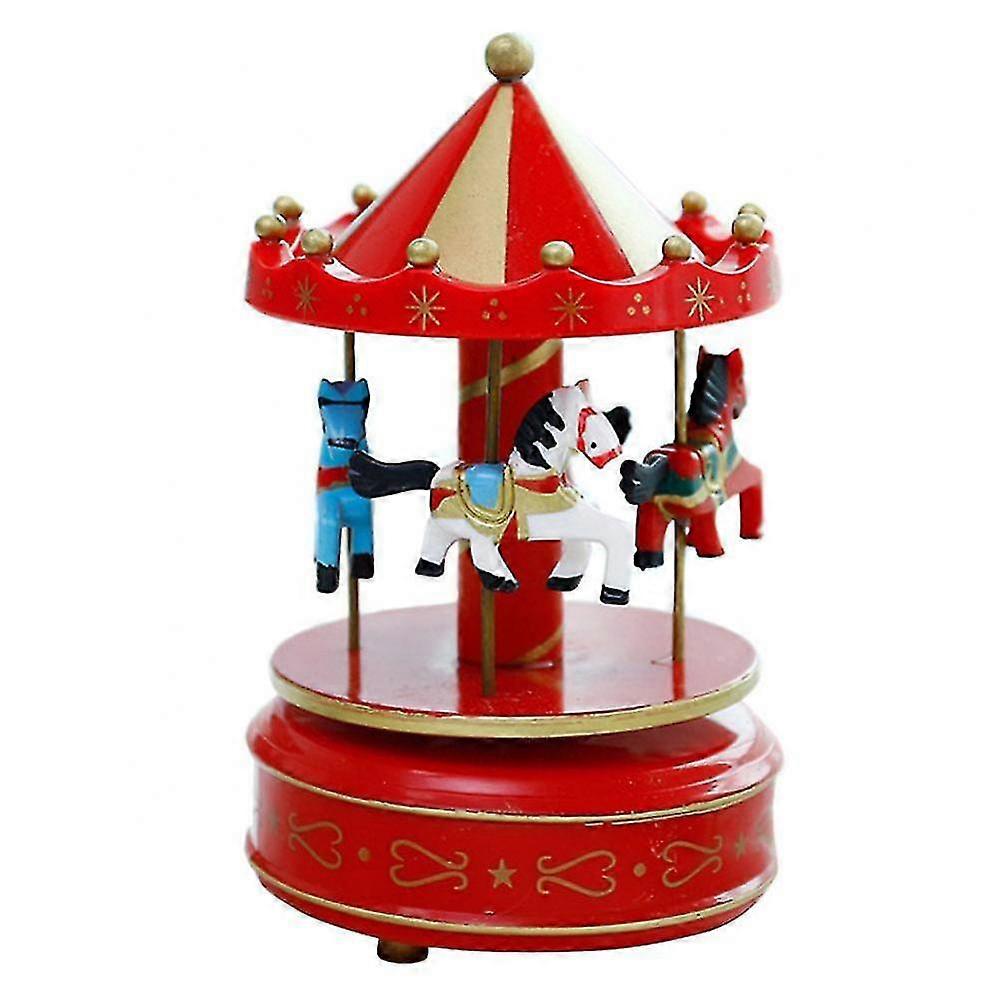 ロマンチックなカルーセル馬オルゴールおもちゃ芸術木製カルーセルオルゴール