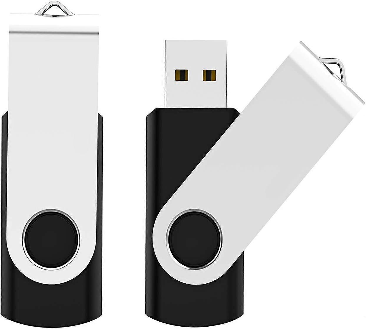 2 Pack 16GB USB Flash Drive USB 2.0 Thumb Drives  Fold Storage Memory Stick Swivel Design - Black
