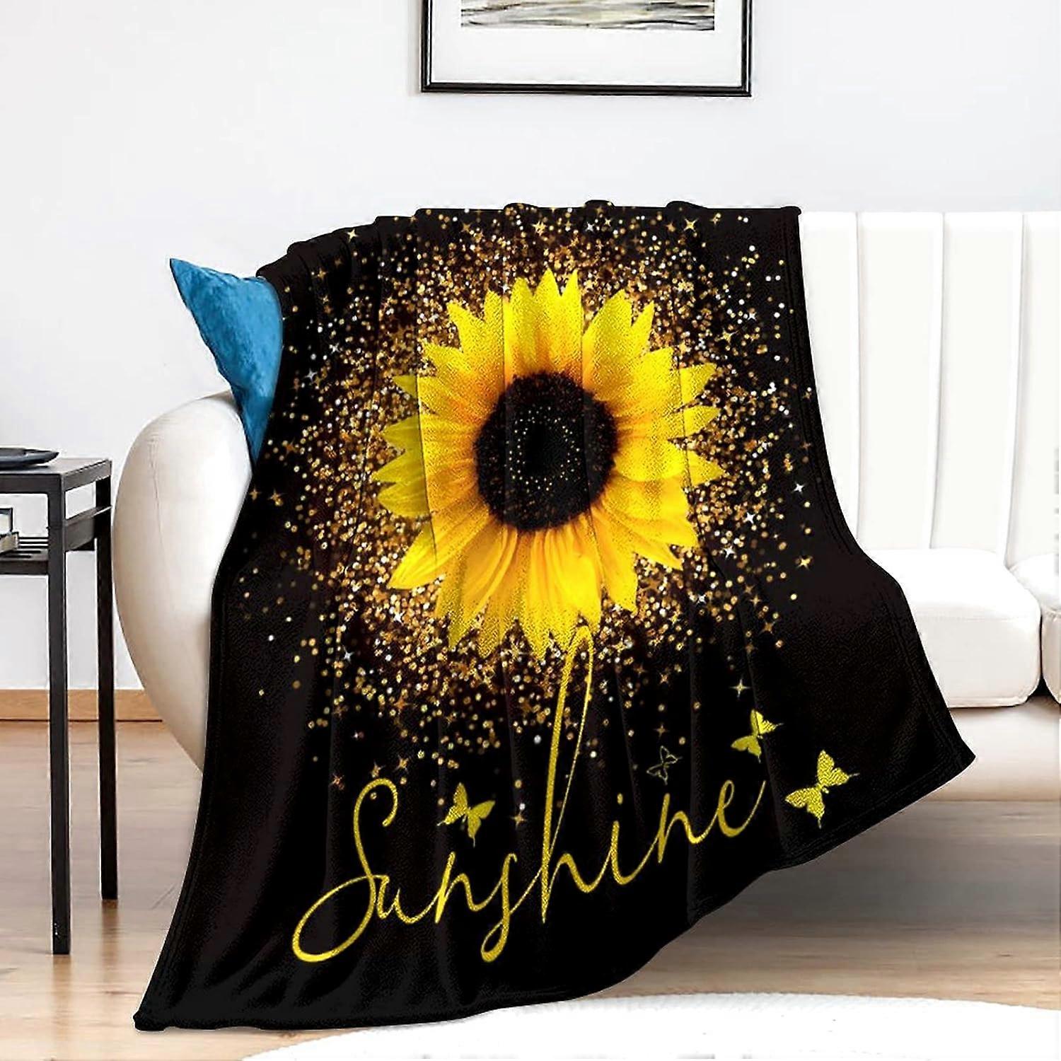 Sunflower Blanket Beautiful Sunflowers Throw Blanket Soft Flannel Lightweight Blanket Gifts for Kids Adults 80"x60"