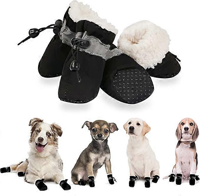 Kongque - Dog Shoes, Dog Boots Paw Protector, Winter Warm Comfortable Soft Soled Dog Skidproof Sneakers with Reflective Straps, for Small Dog (Size 7: