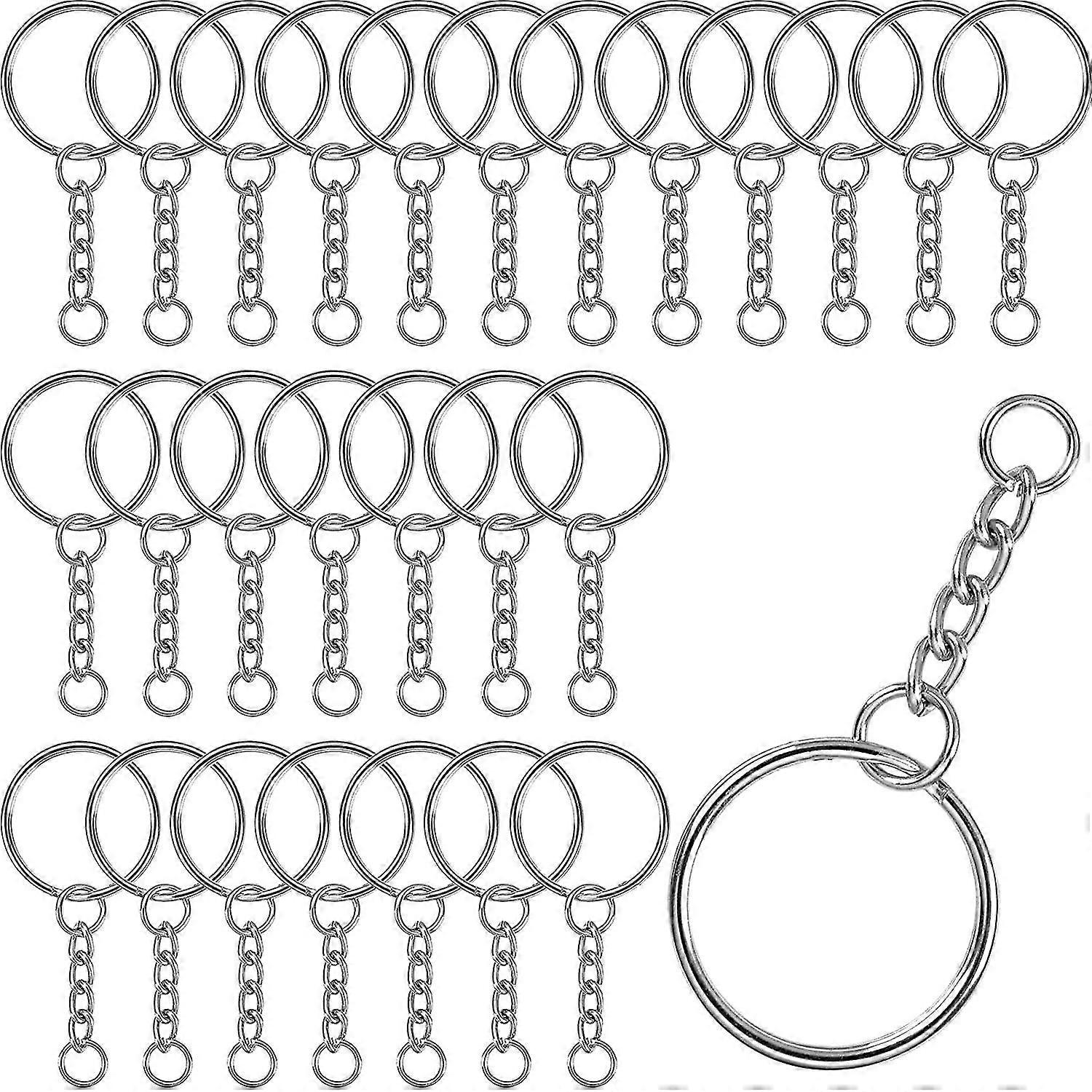 100 Pcs Keychain Ring, 25mm Keychain With Silver Chain Keychain With Rings