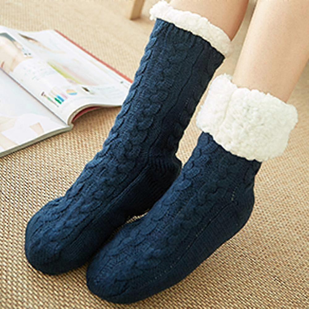 Womens Thick Fluffy Warm Socks Home Winter Socks Blue