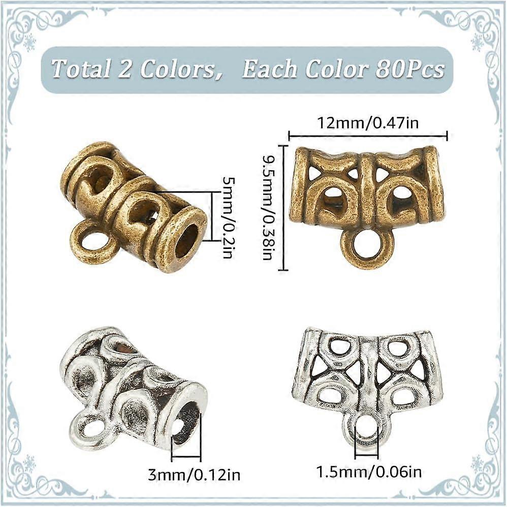 160pcs Connector Bail Beads - Small Silver Spacer Beads For Jewelry Making