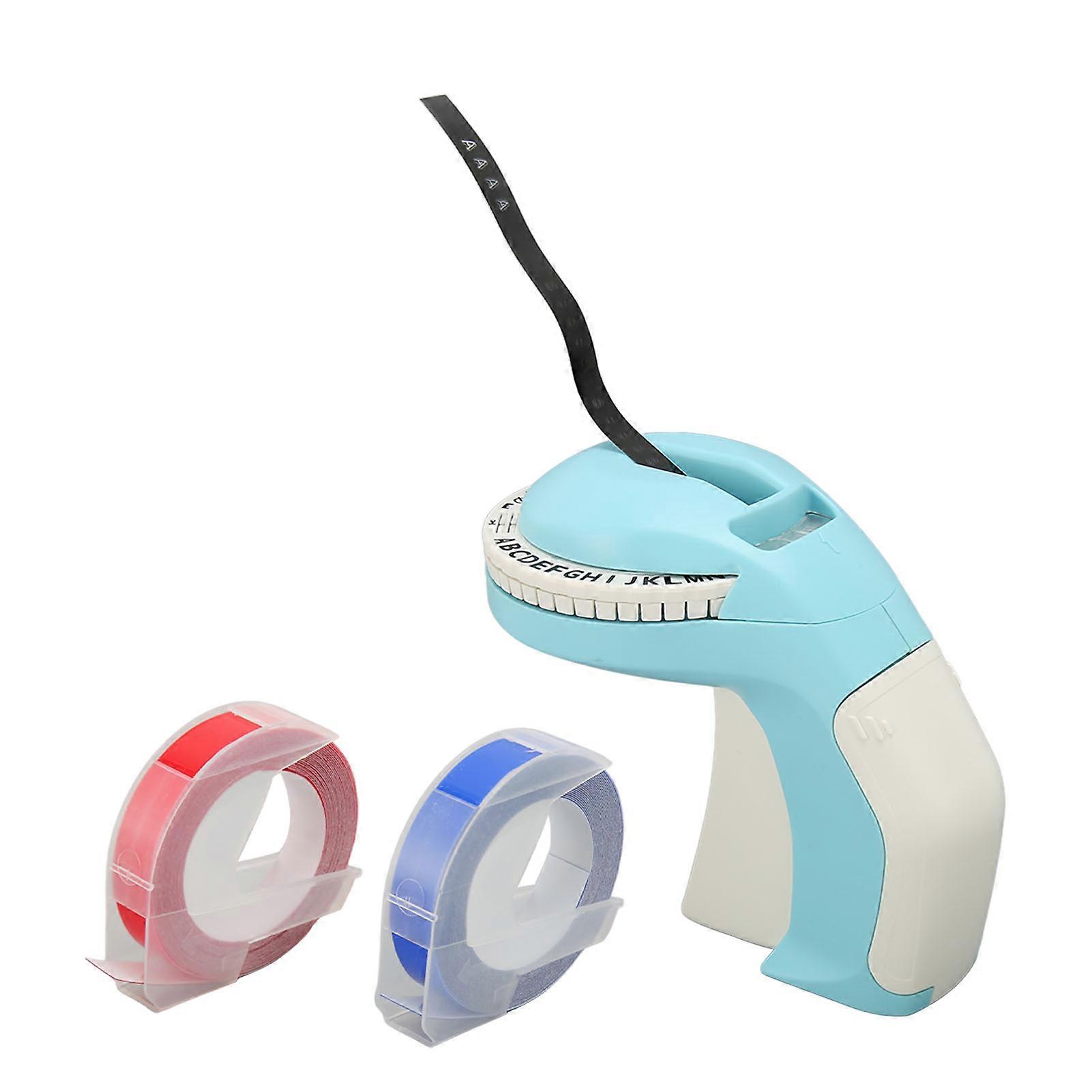 Embossing Label Maker 600dpi DIY Manual Label Printer 3D Portable Embossed Label Maker Writer Blue