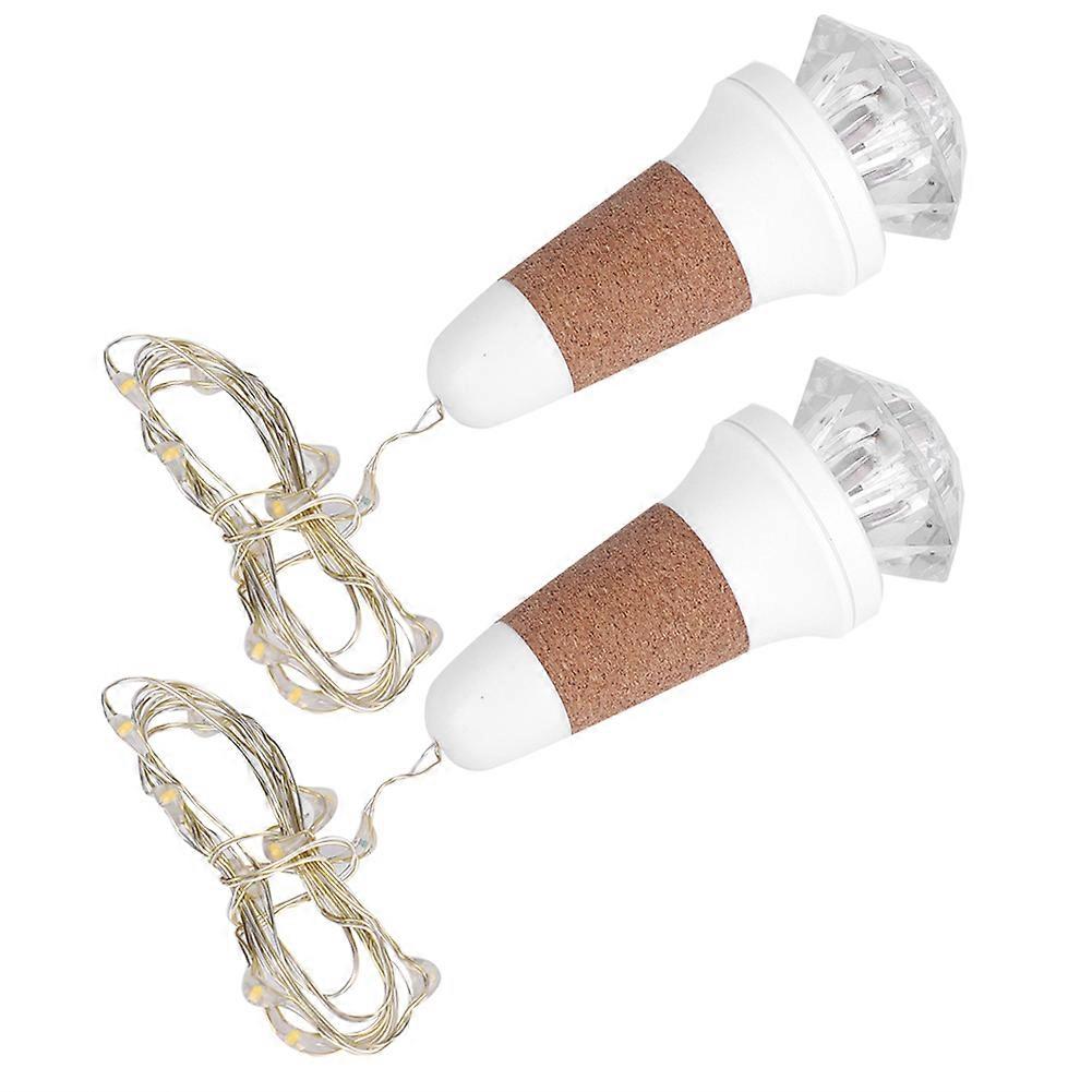 2pcs Diamond Shape USB Rechargeable LED Light Stopper Cork Lamp for Wine Bottle