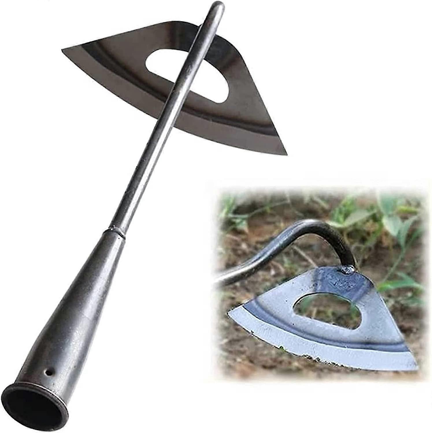 Set Of 2 Hardened Steel Hollow Hoes Loosen Soil Garden Plant Rake Weeding Planting Vegetable Weeding