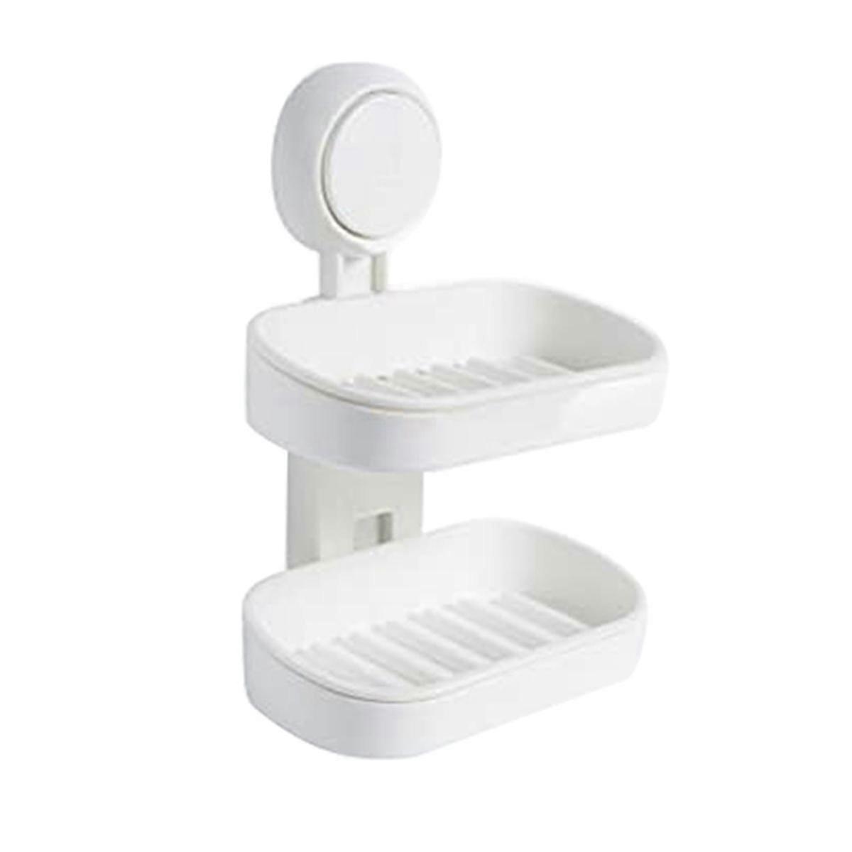 Double Layer Soap Dish Vacuum Suction Cup Soap Holder with Drain Soap Saver Tray Bar