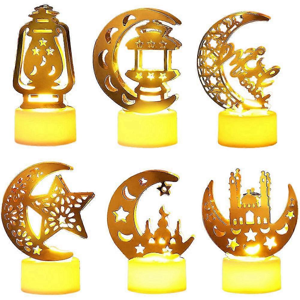 Ramadan Lights Decorations 6 Pack Eid Mubarak Led Candle Lights