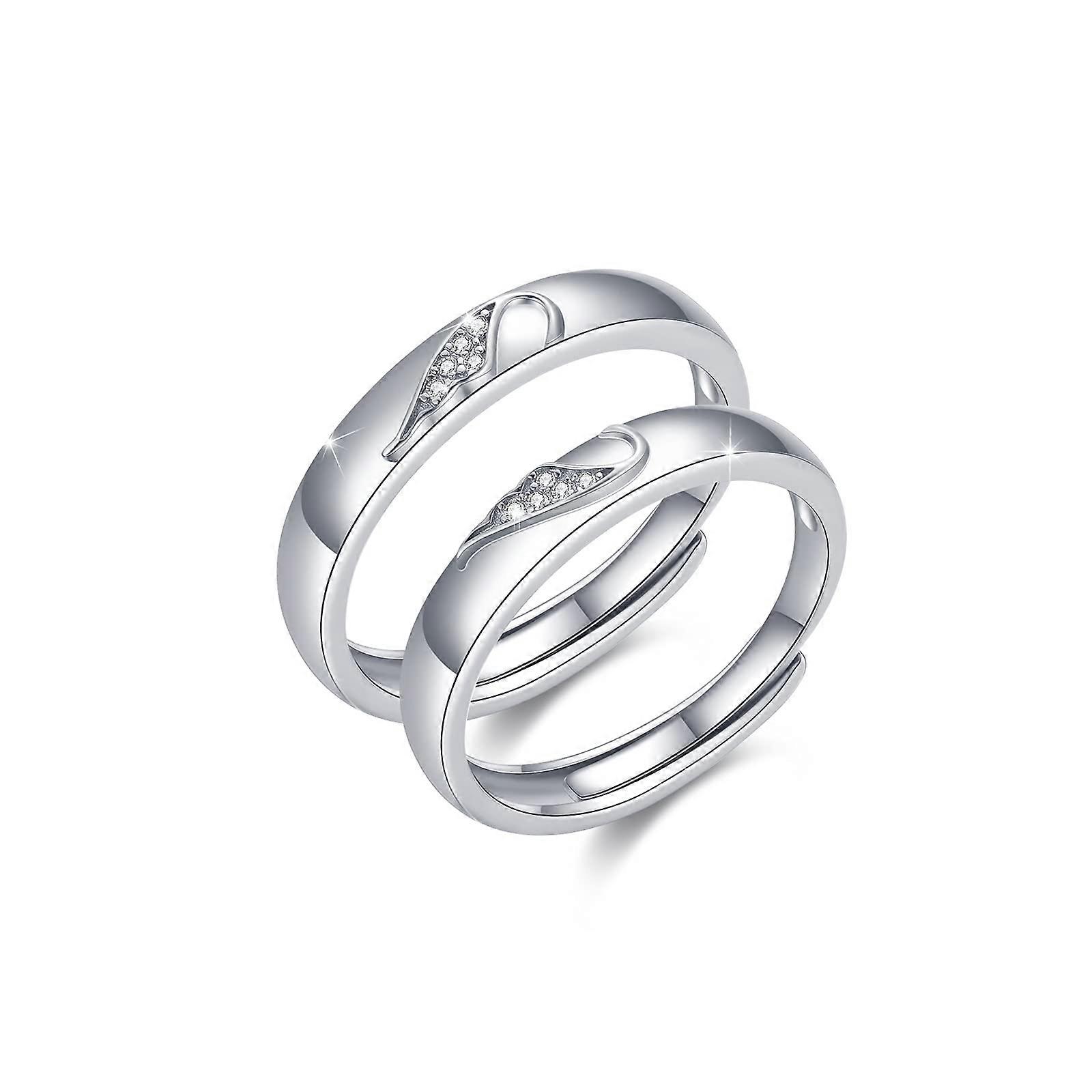 925 Sterling Silber verstellbarer Engelsflügel Ring 2er Set Valentinstag Gi QNO