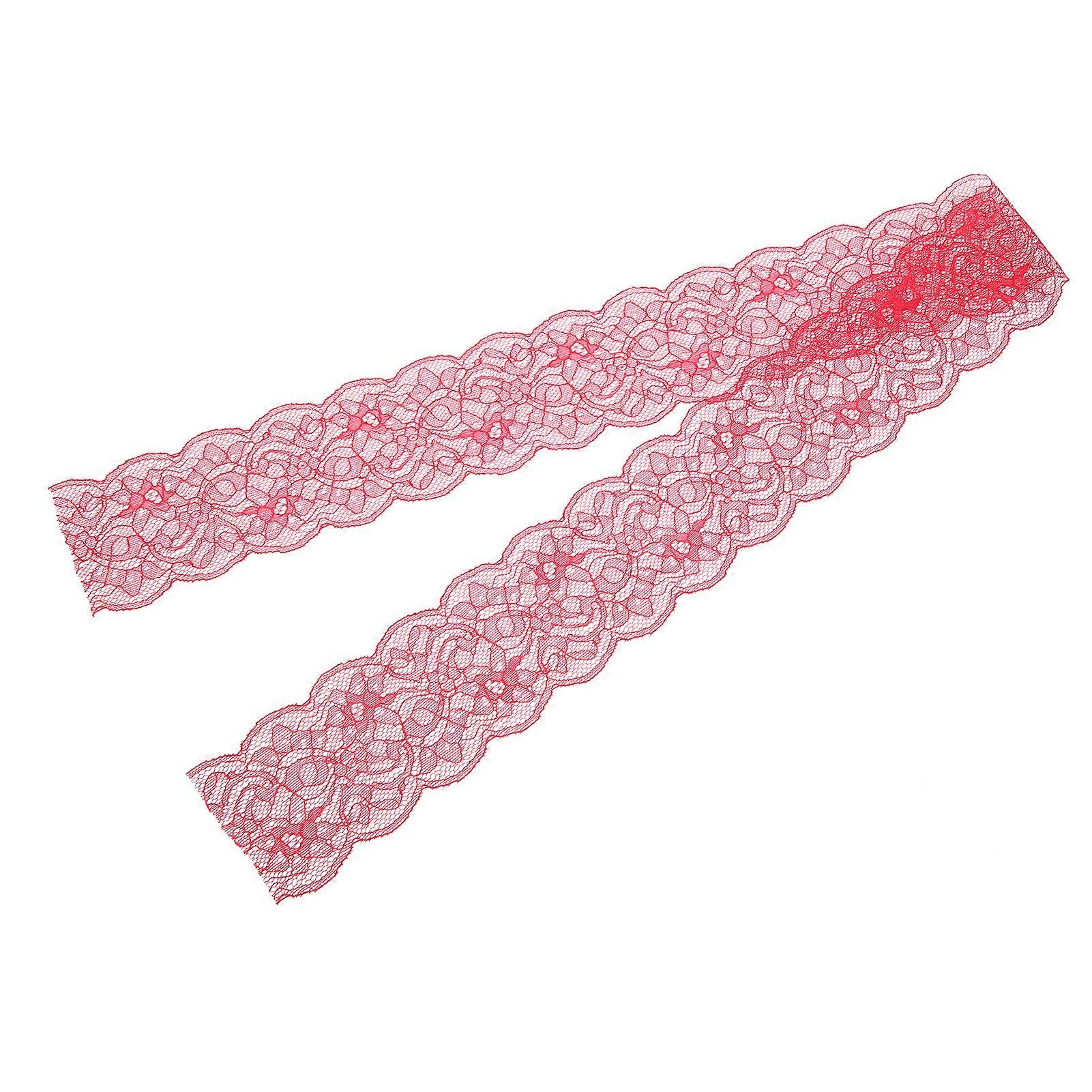 Red Lace Ribbon 10 Yards 3in Wide Stretchy Elastic Comfortable Unique Floral Pattern Lace Trim for Sewing DIY
