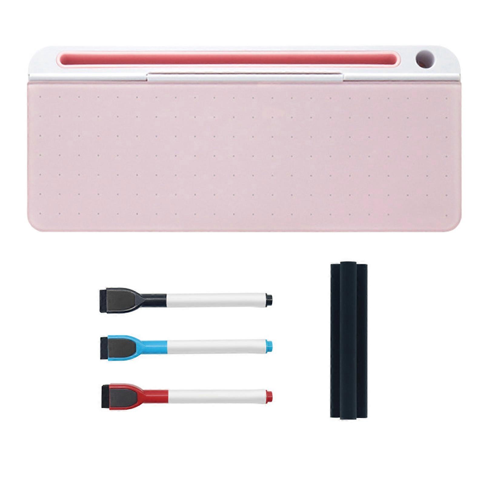 Tableau blanc de table en verre effaçable à sec, organiseur de rangement pour notes de bureau, rose