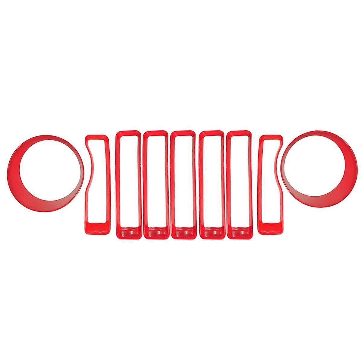 Red Front Grille Frame Headlight Ring Mesh Ring for Wrangler 2018 Exterior Modification