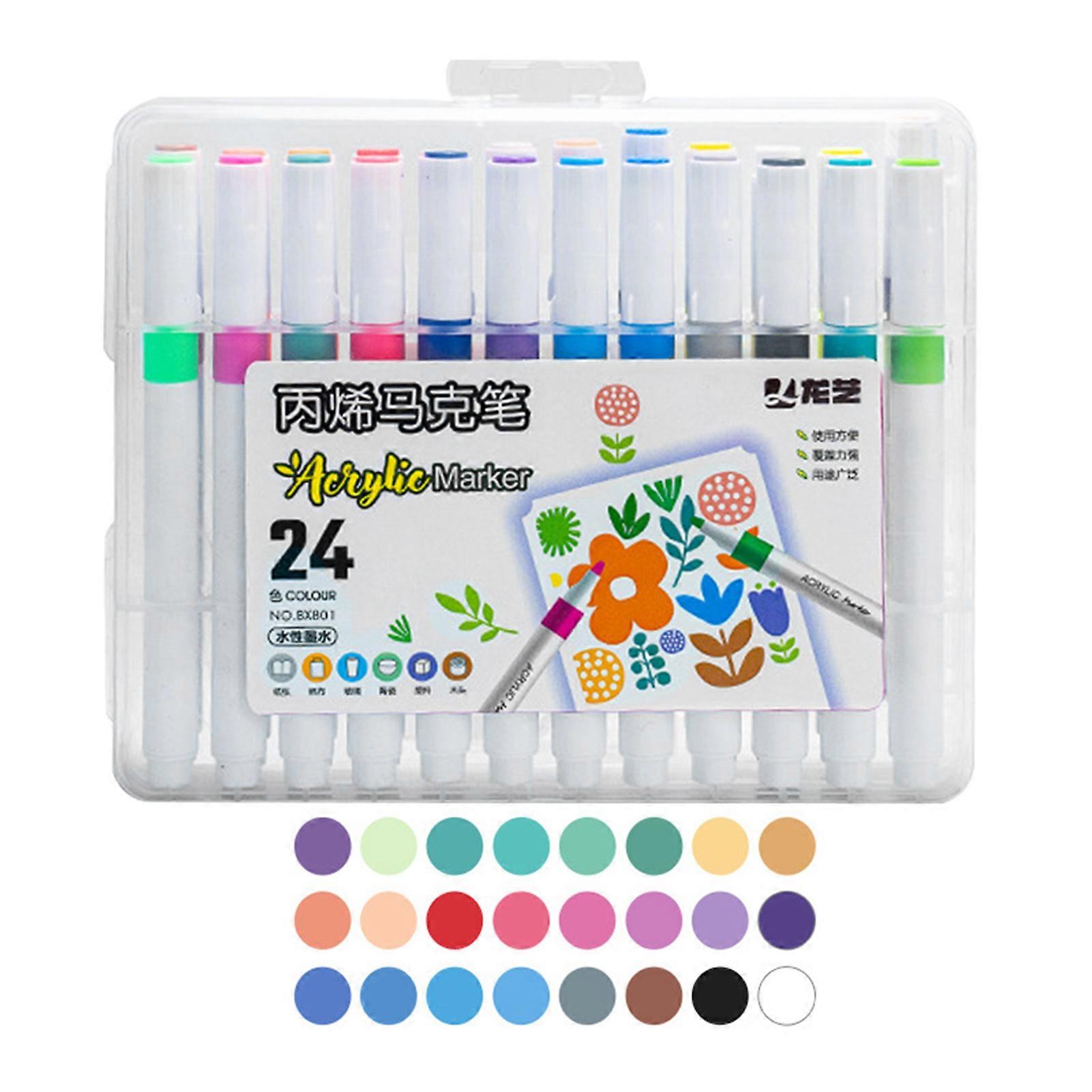 12/24/36/48pcs DIY Acrylic Markers Set Multipurpose Long Lasting Paint Pen for Cloth/Paper Painting