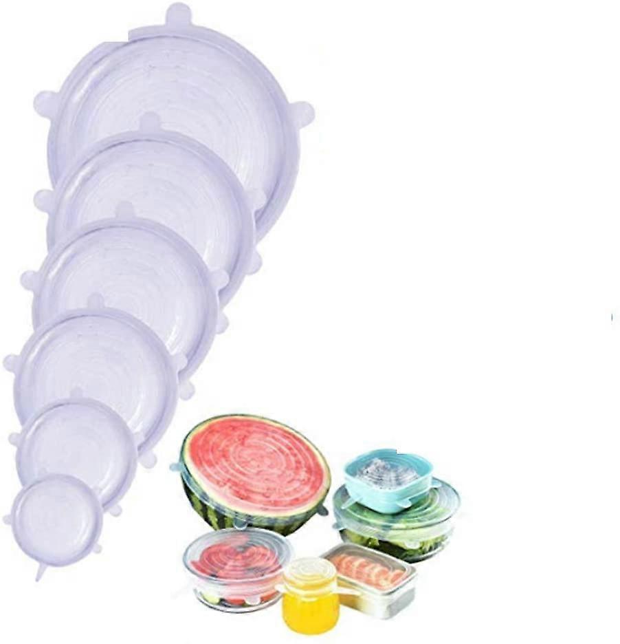 6 Pack Silicone Stretch Lids, Multiple Sizes Reusable Food Storage Lids