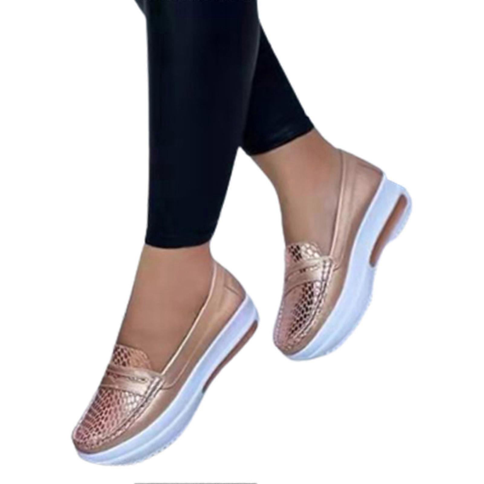 Femme Plate-forme Baskets Chaussures Slip-On Round Toe PU Conçu pour Daily Casual