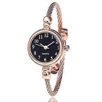 Kvinder Small Gold Bangle Armbånd Luksus ure Stainles nummer sort rose