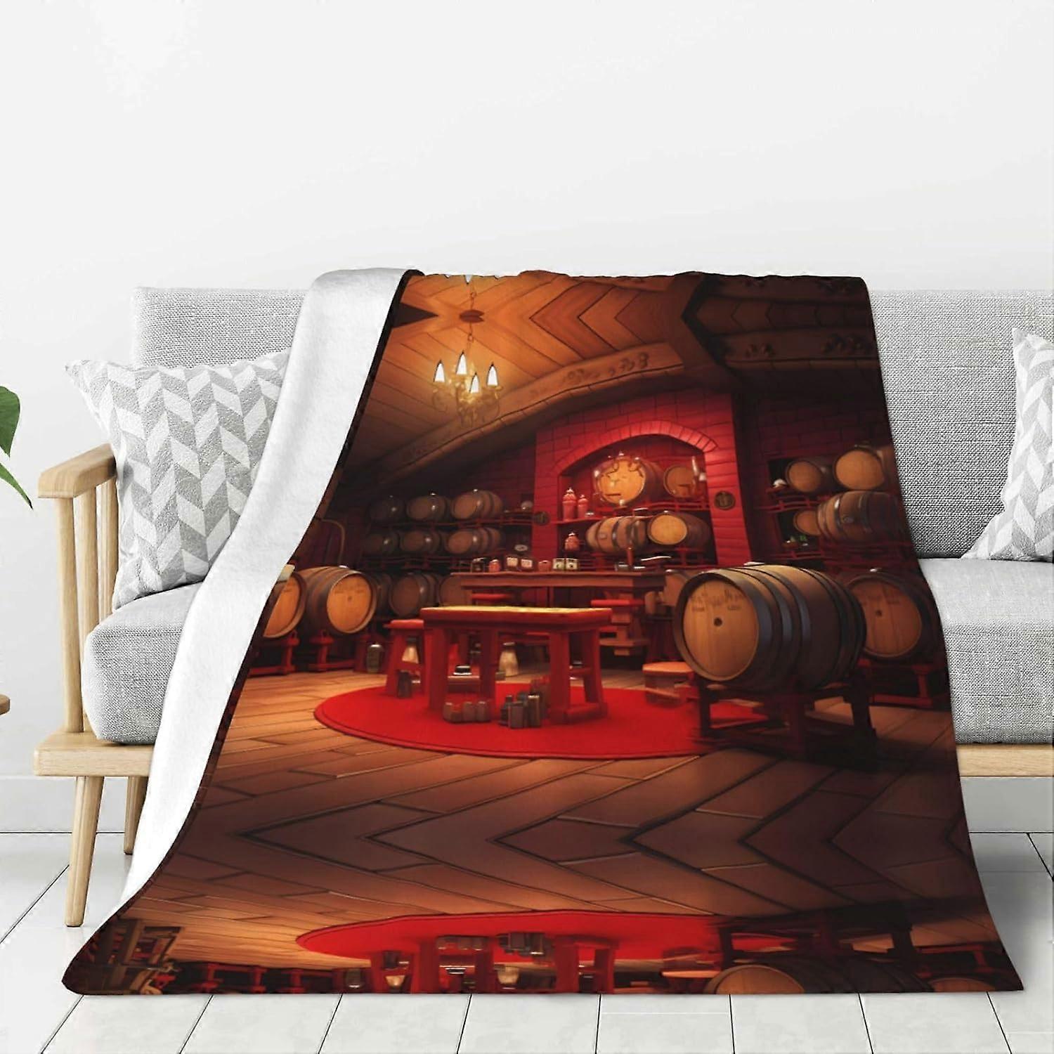 Red Wine Cellar pattern thicken flannel blanket 40"x30" : Lightweight, warm and durable, super soft